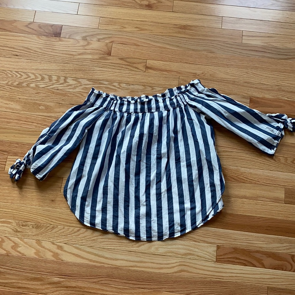 Off shoulder striped top